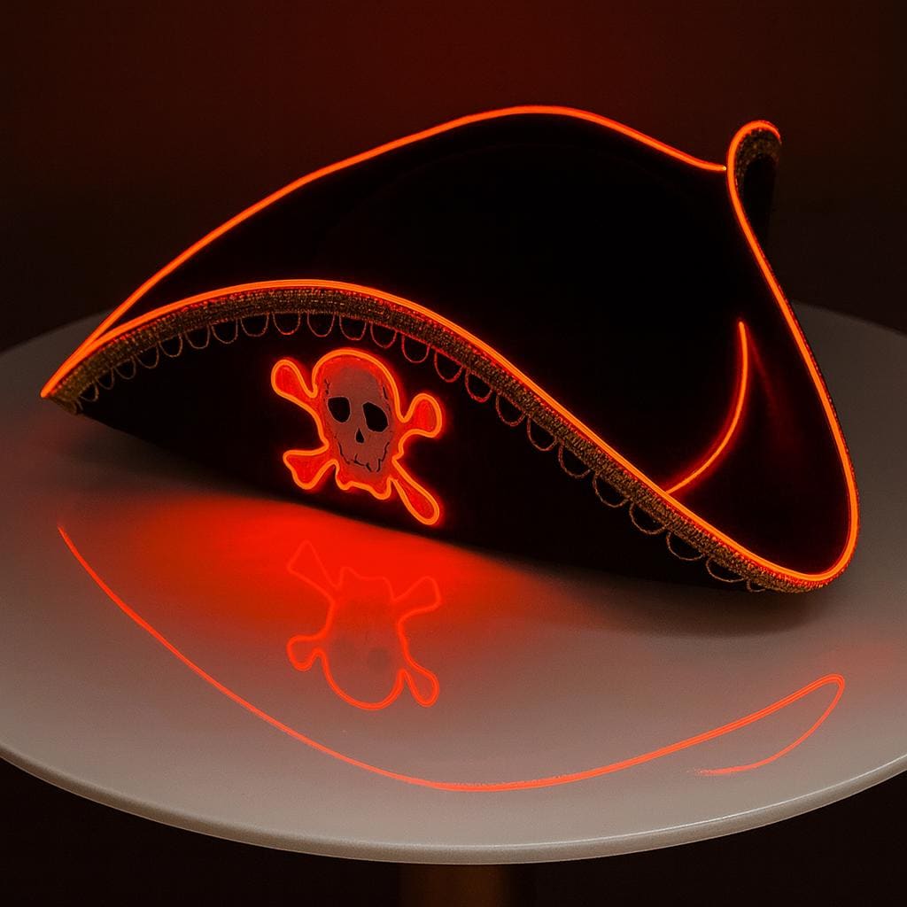 LED Rave Pirate Hat – Glowing Skull Captain Costume Cap for Rave Party
