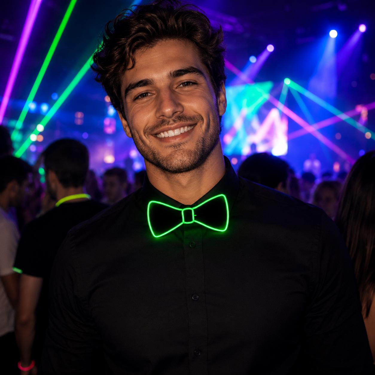 LED Light Up Bow Tie for Rave Party, Masquerade Party & Carnival Party | Glow in the Dark Luminous Neck Bow Tie for Festival and Halloween