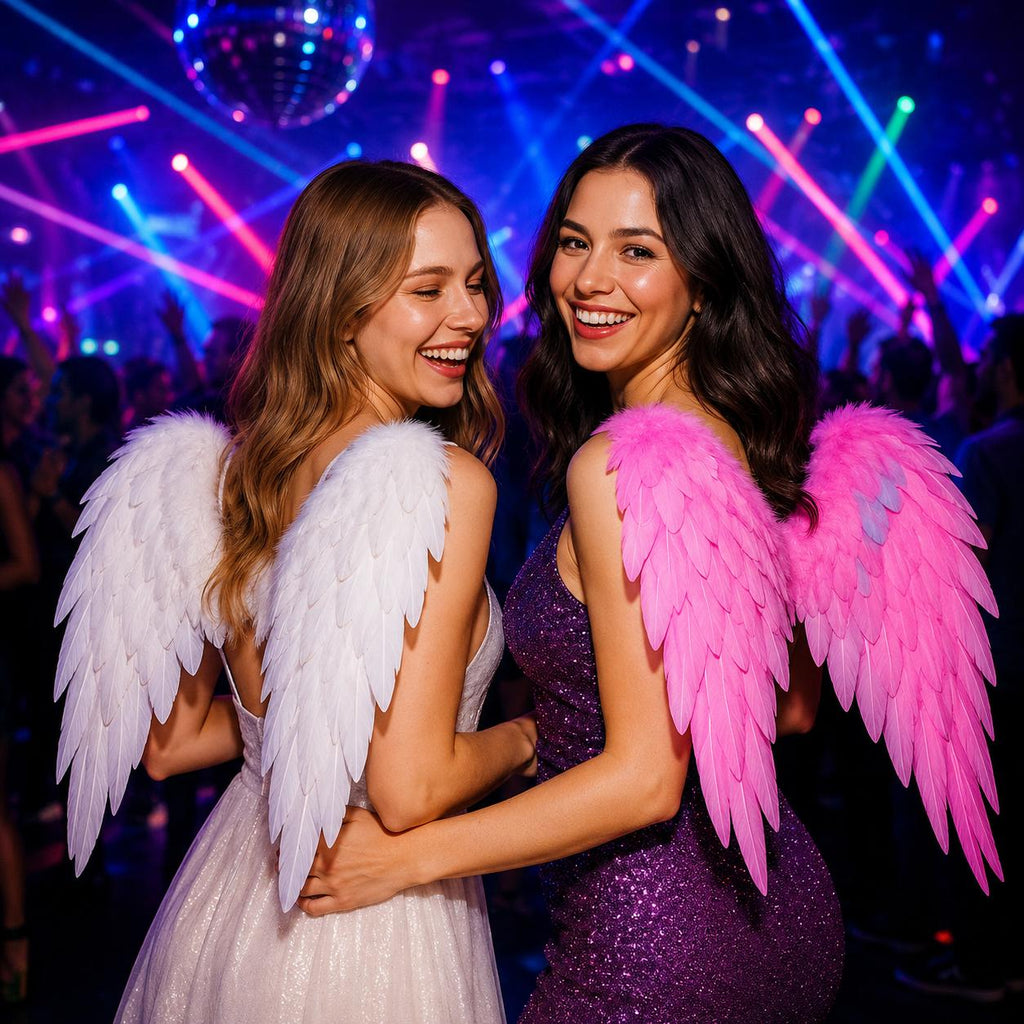 Handmade Feather Wings Costume Accessory for Rave Party, Masquerade Party & Carnival Party | White or Black Cosplay Wings for Rave Party