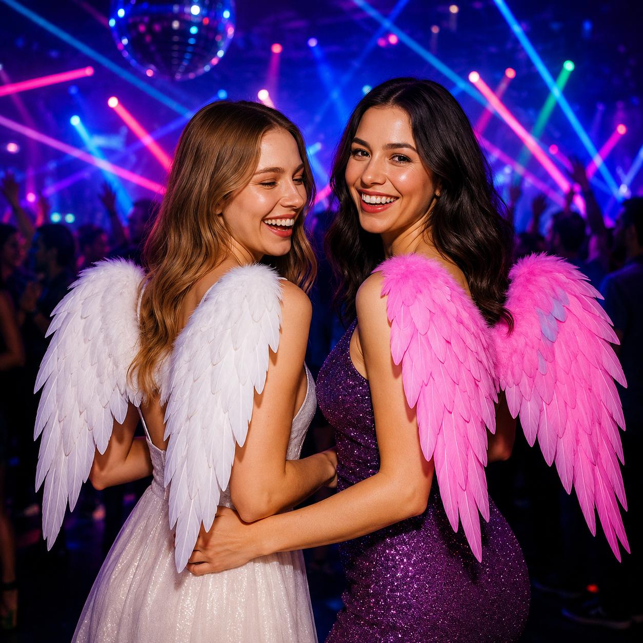 Handmade Feather Wings Costume Accessory for Rave Party, Masquerade Party & Carnival Party | White or Black Cosplay Wings for Rave Party