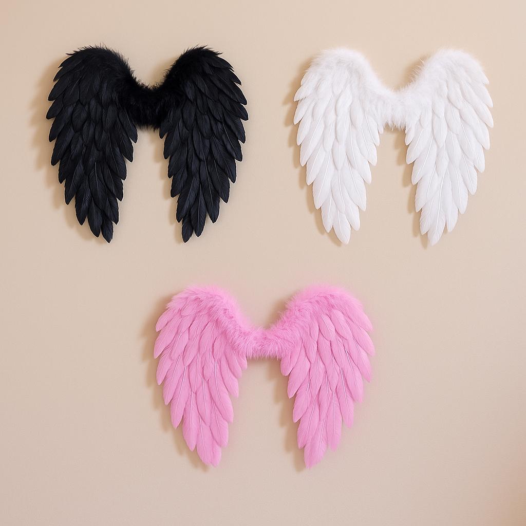 Handmade Feather Wings Costume Accessory for Rave Party, Masquerade Party & Carnival Party | White or Black Cosplay Wings for Rave Party
