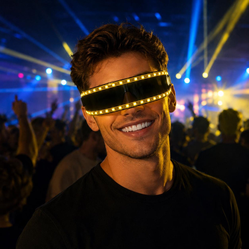 USB Rechargeable LED Light Up Glasses Set for Rave Party, Masquerade Party & Carnival Party | Glowing Glasses Lights | Rave Festival Glasses