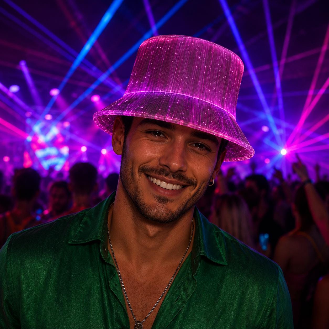 LED Neon Fiber Optic Bucket Hat for Rave Party, Masquerade Party & Carnival Party | Light Up Fisherman Hat | Glowing Festival Hat for Party
