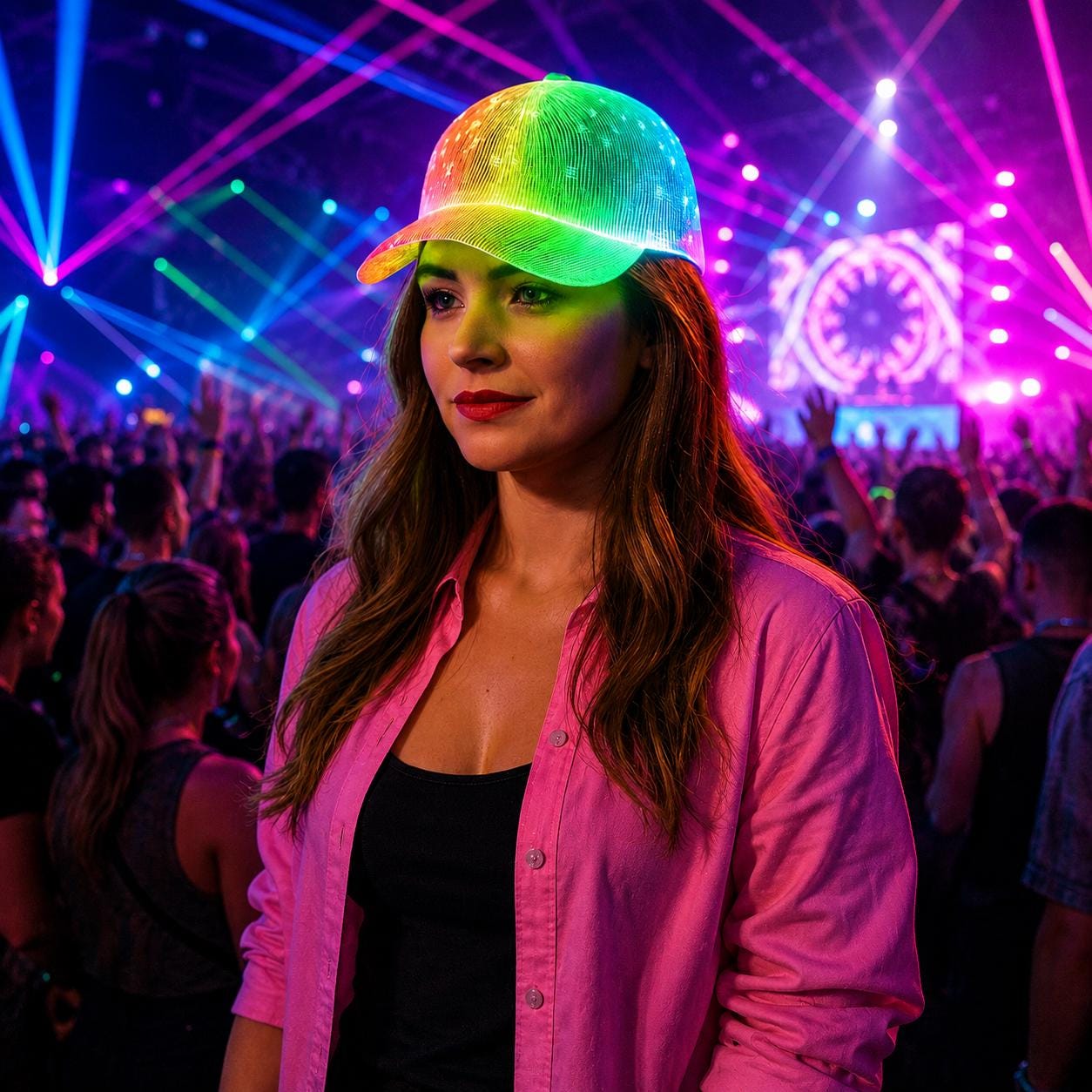 LED Neon Fiber Optic Bucket Hat for Rave Party, Masquerade Party & Carnival Party | Light Up Fisherman Hat | Glowing Festival Hat for Party