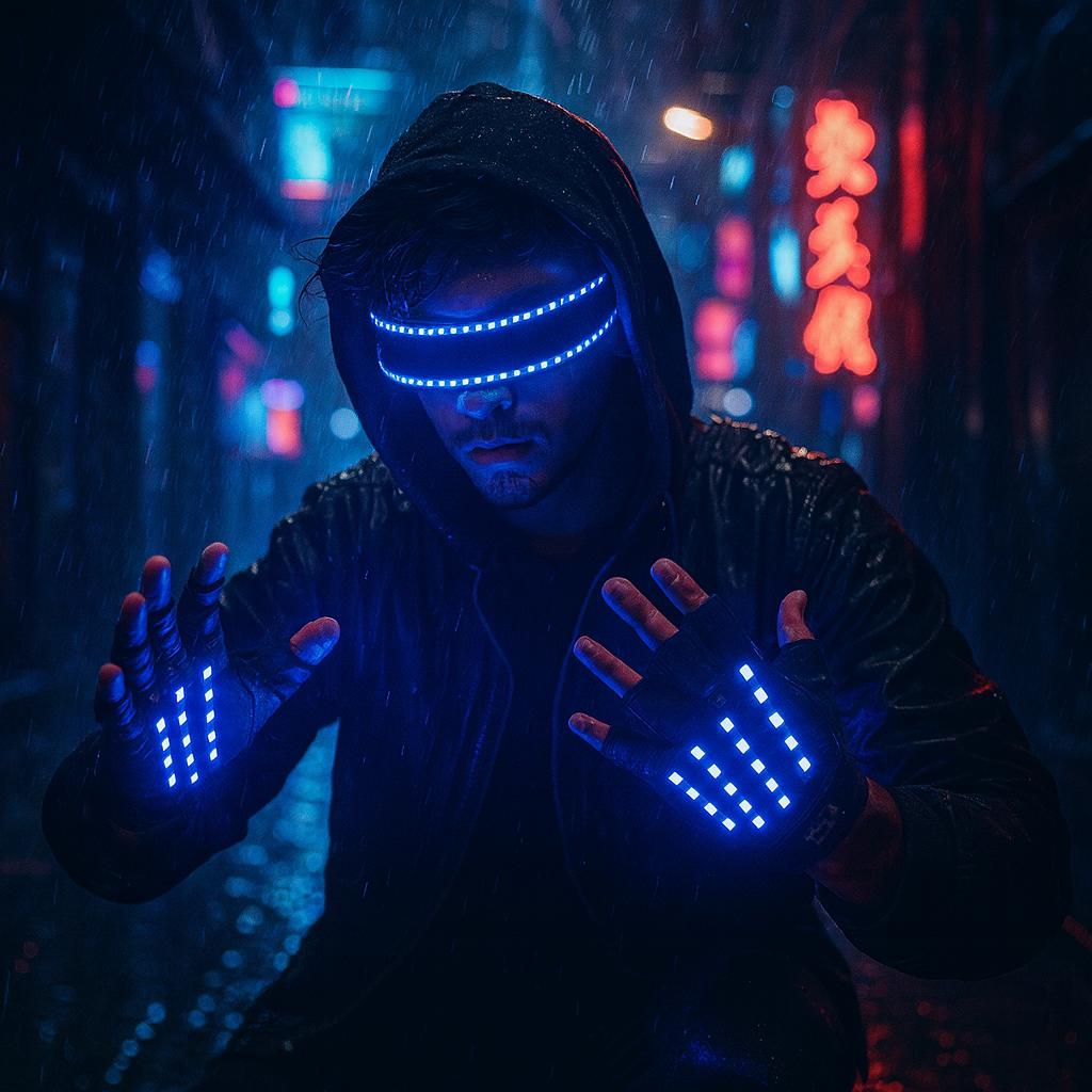 USB Rechargeable LED Light Up Gloves and Glasses for Rave Party, Masquerade Party & Carnival Party | Glowing LED Gloves for Dance Festival