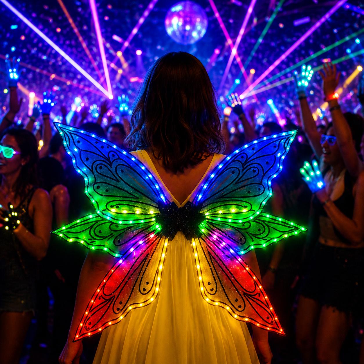 LED Light Up Butterfly Wings Costume for Adults & Girls, Remote Control Luminous Fairy Angel Wings For Rave and Masquerade Party Wings