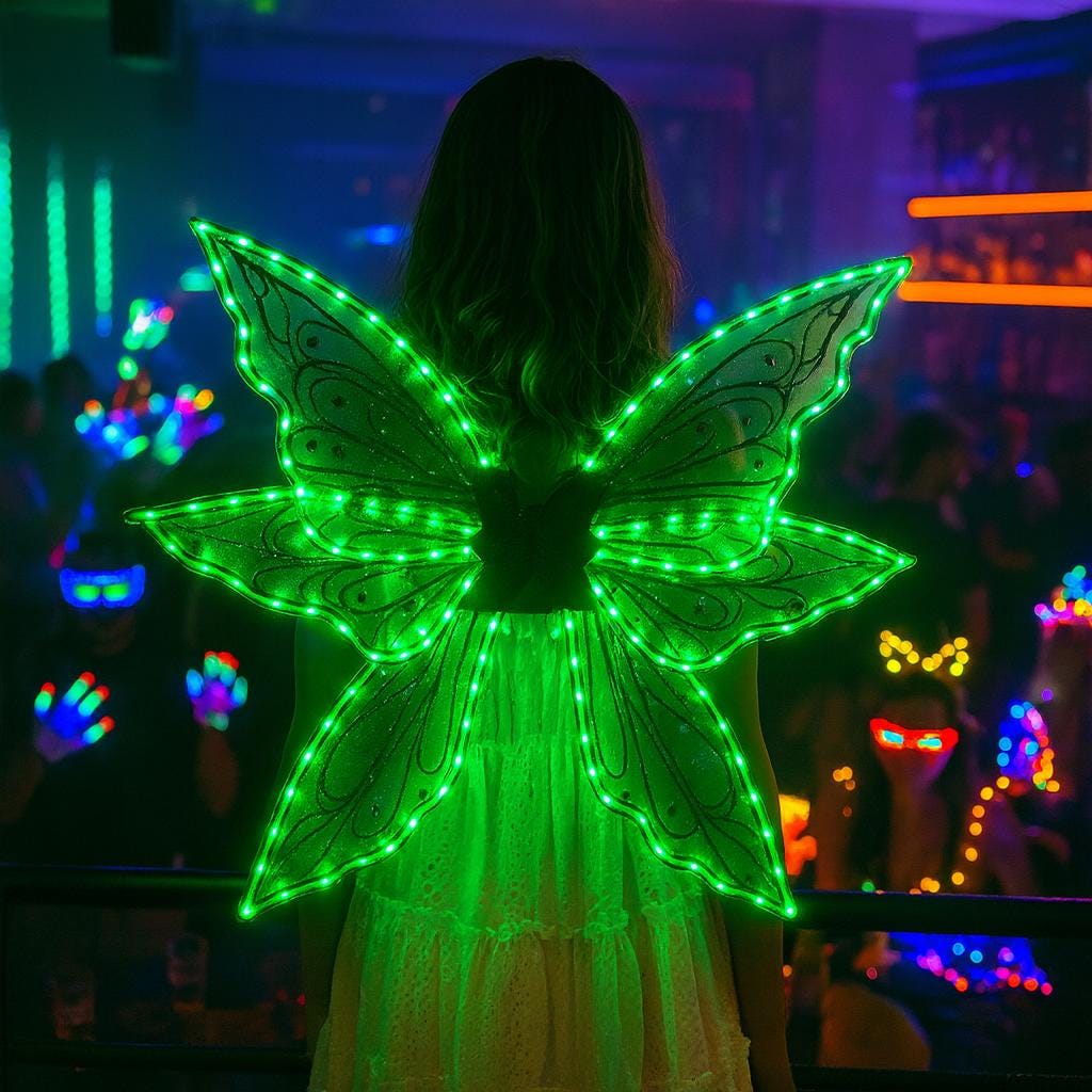 LED Light Up Butterfly Wings Costume for Adults & Girls, Remote Control Luminous Fairy Angel Wings For Rave and Masquerade Party Wings