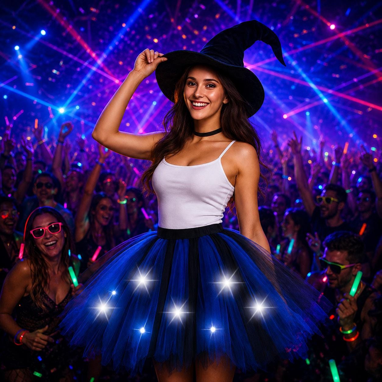LED Light Up Fairy Tutu Skirt for Women, Neon Glow Dance Costume, Rave Party Outfit, Carnival Party Skirt, Masquerade Rave Party Skirt