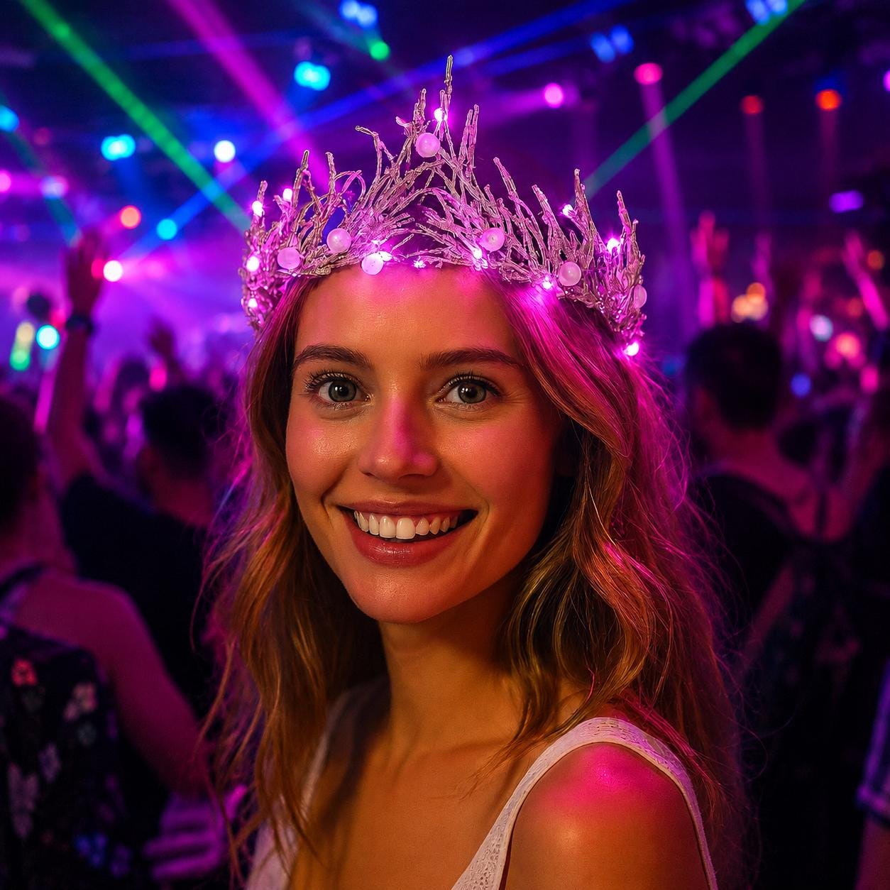 LED Glowing Rhinestone Tiara Crown, Crystal Pearl Princess Headpiece, Light Up Bridal Crown, Wedding Headwear, Rave & Masquerade party Crown