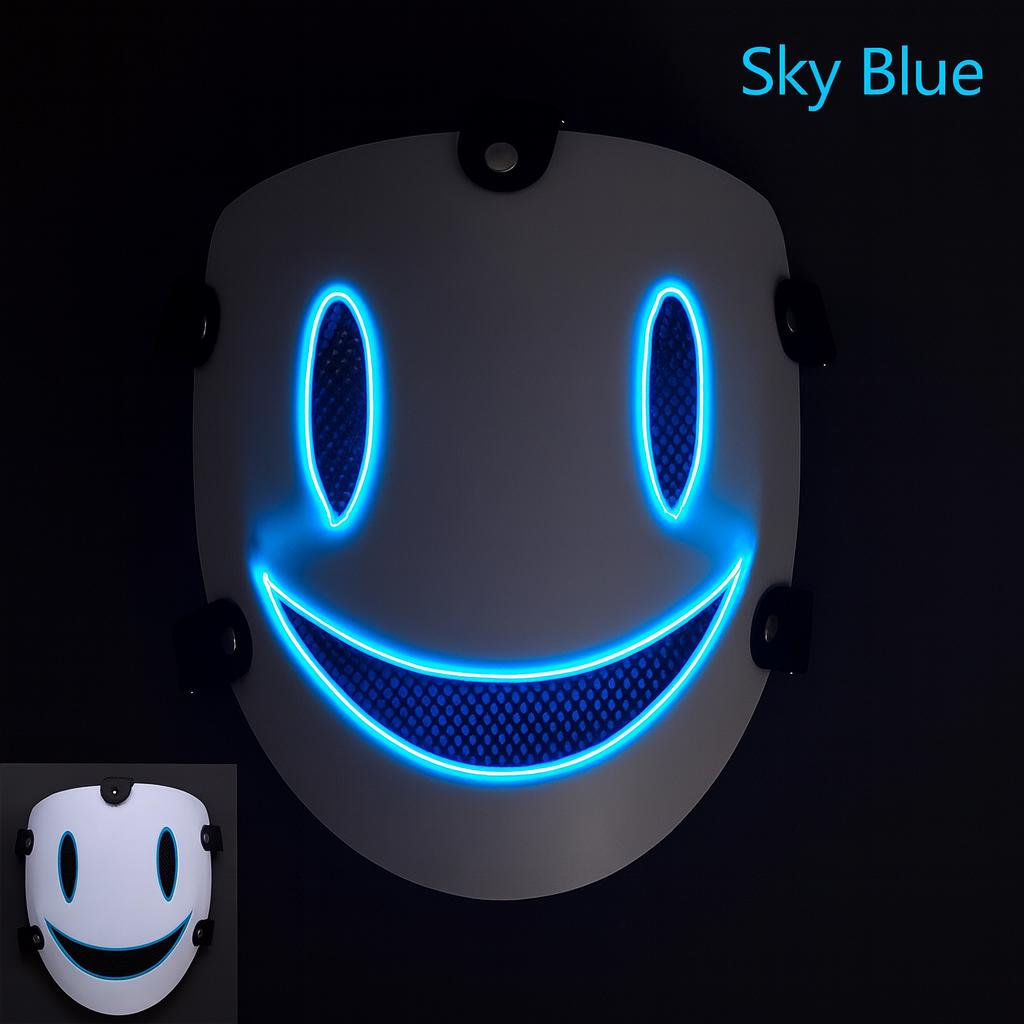 LED Glowing Face Mask, Light Up Neon Cosplay Mask, Luminous Party Mask for Adults & Kids, Rave Party and Masquerade Party Face Mask