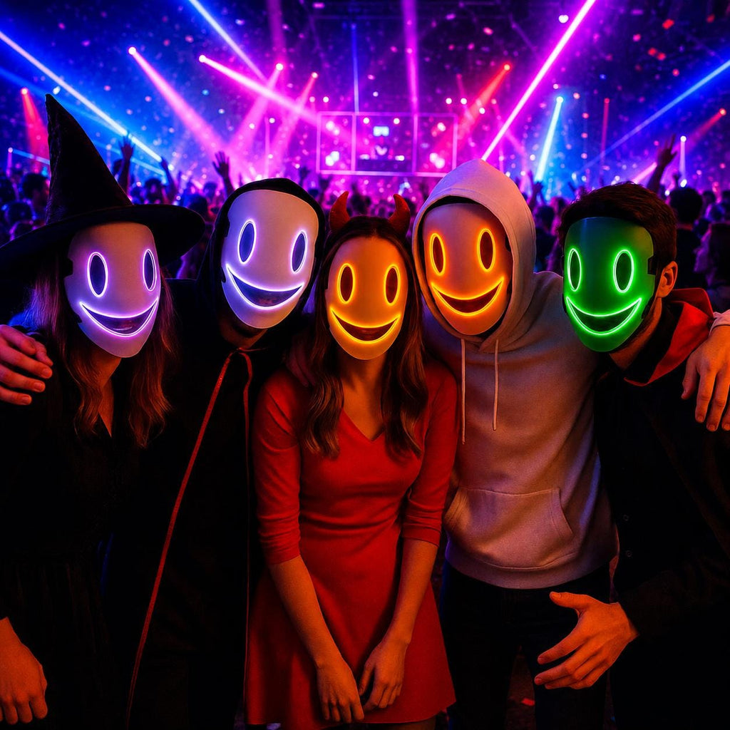 LED Glowing Face Mask, Light Up Neon Cosplay Mask, Luminous Party Mask for Adults & Kids, Rave Party and Masquerade Party Face Mask