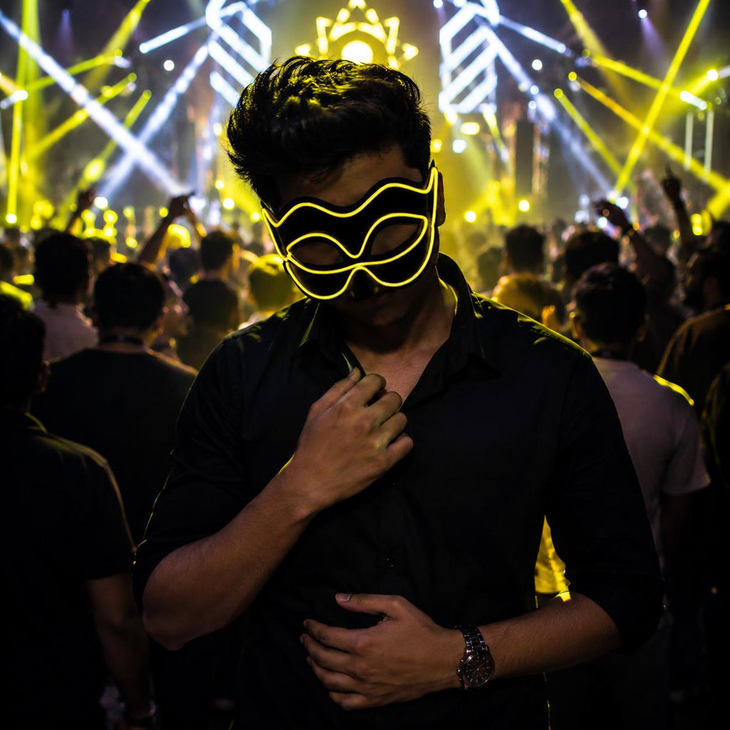 LED Neon Fox Mask, Light Up EL Wire Cosplay Mask, Luminous Animal Face Mask, Rave Party and Masquerade Party Mask, Led Glowing Face Mask