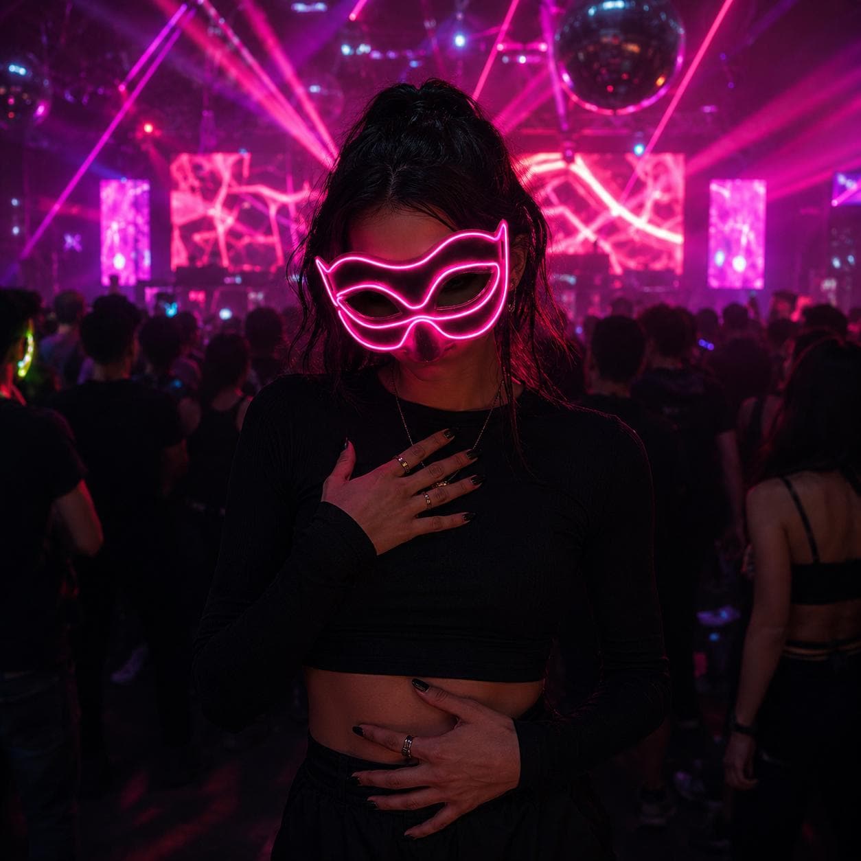 LED Neon Fox Mask, Light Up EL Wire Cosplay Mask, Luminous Animal Face Mask, Rave Party and Masquerade Party Mask, Led Glowing Face Mask