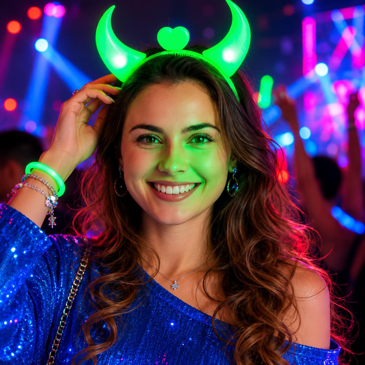 LED Devil Horn Headband, Light Up Flashing Horns Headpiece, Rave Party Accessory, Masquerade Party Costume, Carnival Party Headband