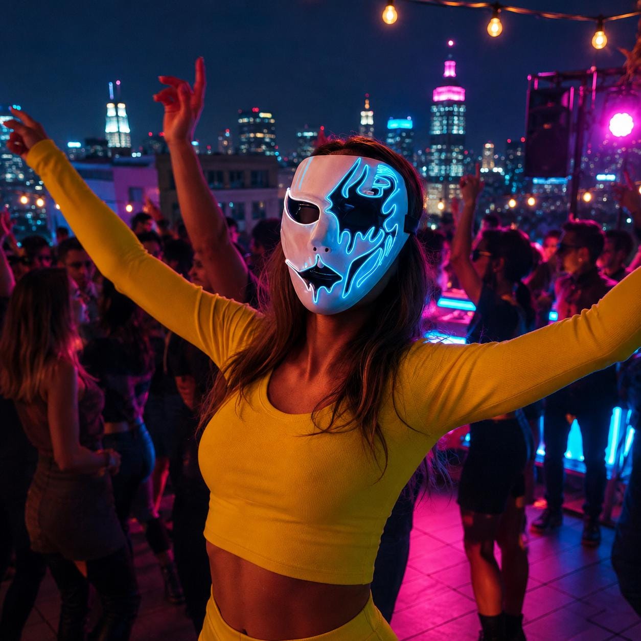LED Glow Mask – Light Up Masquerade Mask for Rave Party, Carnival Party & Halloween Costume, Luminous Cosplay Face Mask, Festival Dance Mask