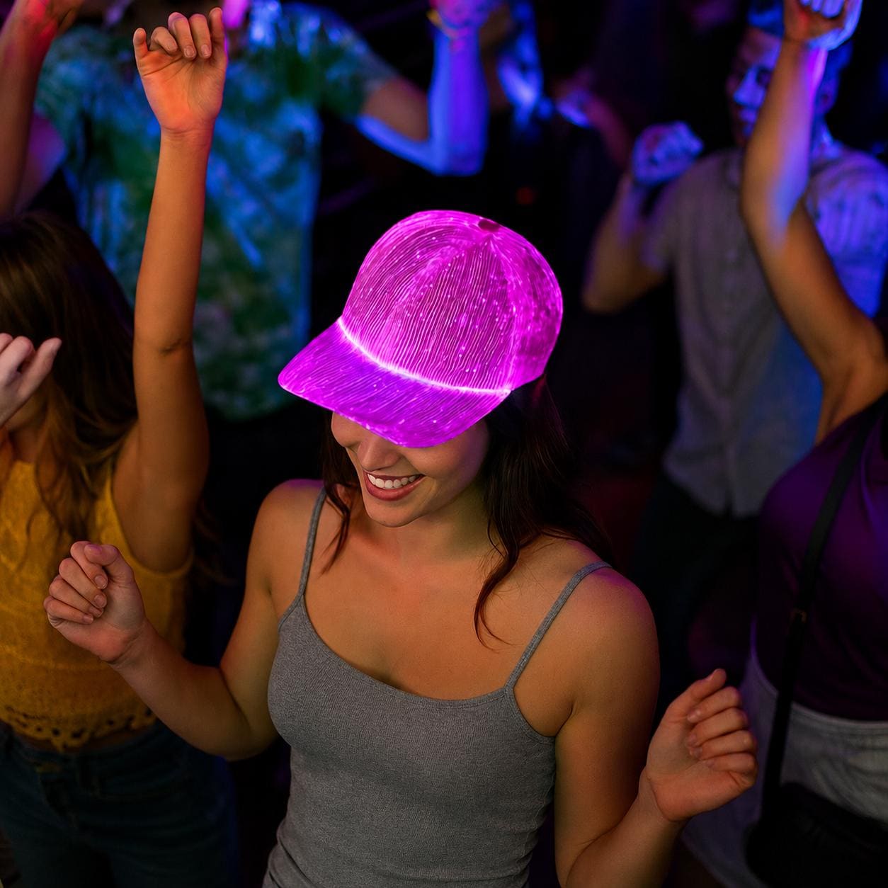 LED Fiber Optic Glow Cap – Light Up Festival Hat for Rave , Carnival Party & Masquerade Party, Luminous Running Cap, LED Costume Accessory