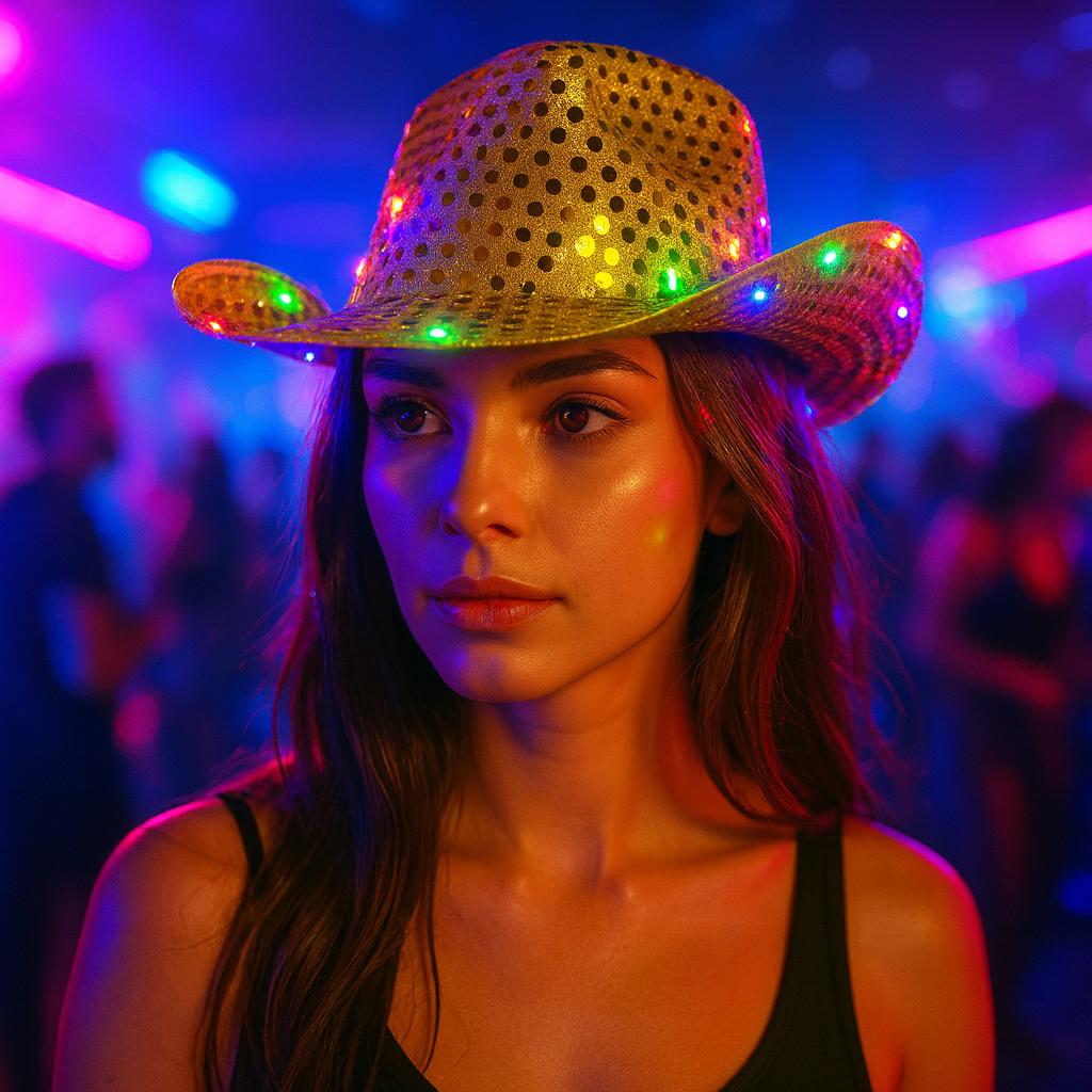 LED Light Up Cowboy Hat – Fiber Optic Glow Western Hat for Rave Party, Carnival Party & Masquerade Party, Festival Costume Hat, LED Rave Hat