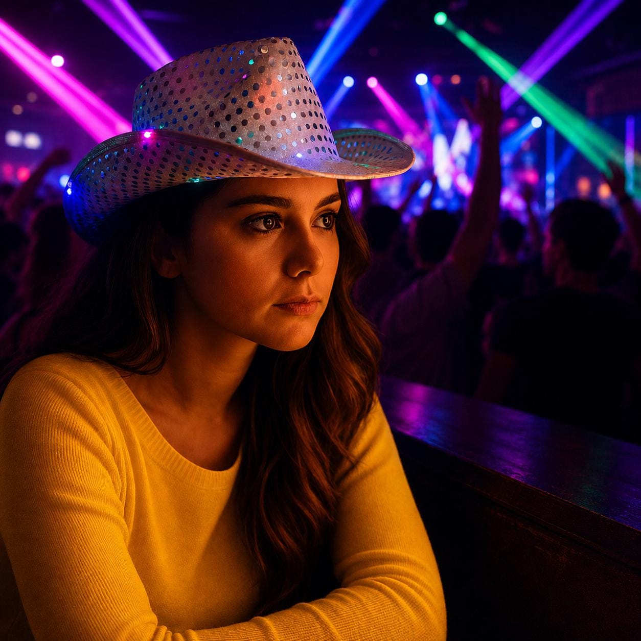 LED Light Up Cowboy Hat – Fiber Optic Glow Western Hat for Rave Party, Carnival Party & Masquerade Party, Festival Costume Hat, LED Rave Hat