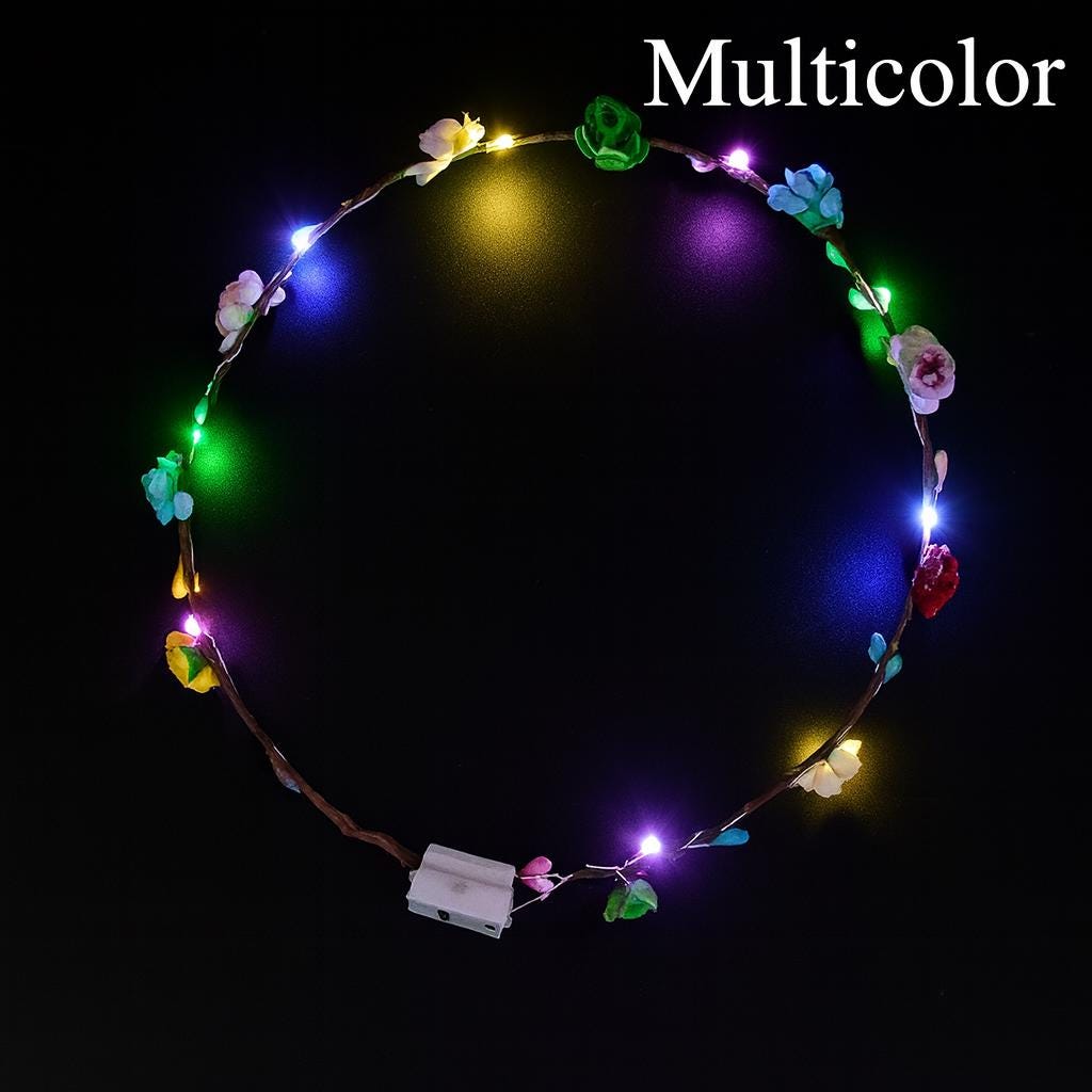 LED Flower Crown Headband – Light Up Floral Garland for Rave Party, Carnival Party & Masquerade Party, Glowing Festival Headpiece, LED Crown
