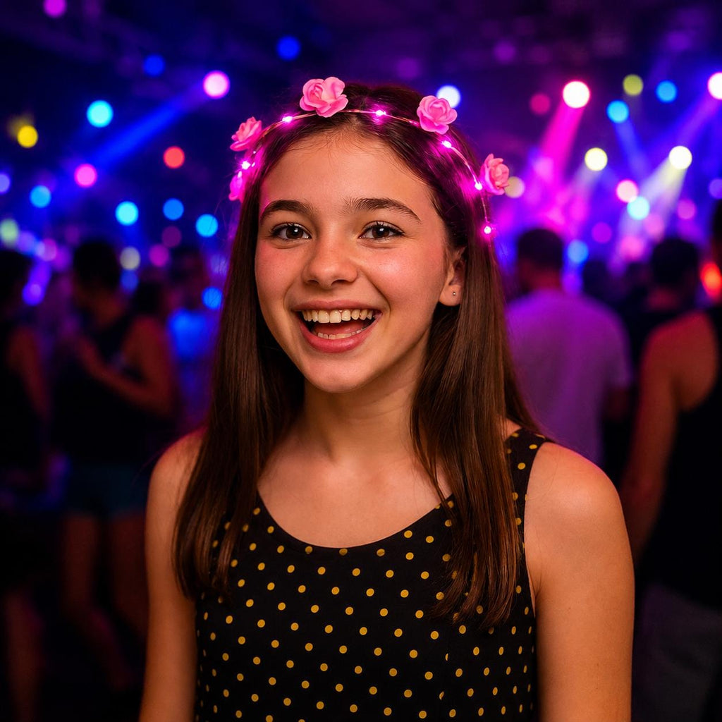 LED Flower Crown Headband – Light Up Floral Garland for Rave Party, Carnival Party & Masquerade Party, Glowing Festival Headpiece, LED Crown