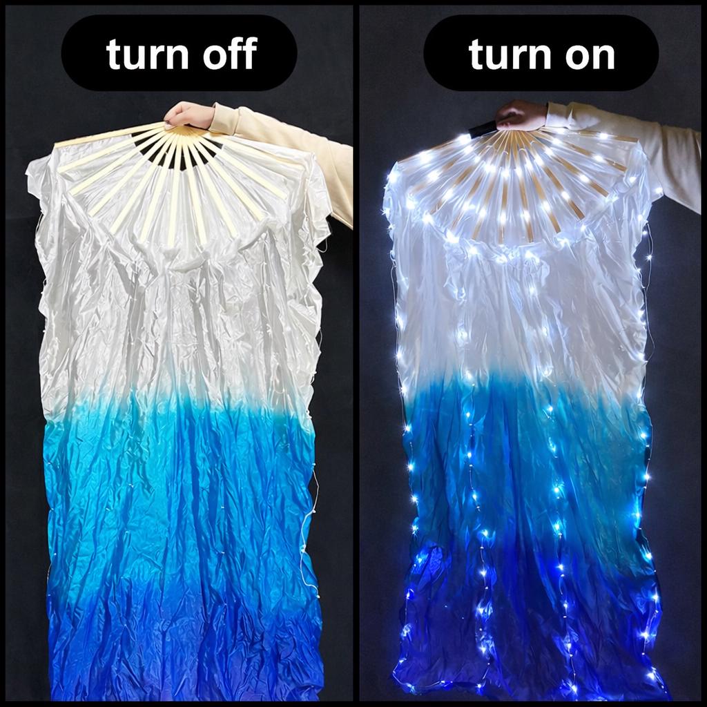 LED Belly Dance Fan Light Up Silk Fan Veils, Luminous Dance Accessories for Women, Rave Party Props, Masquerade Party Costume,  LED Fan Veil