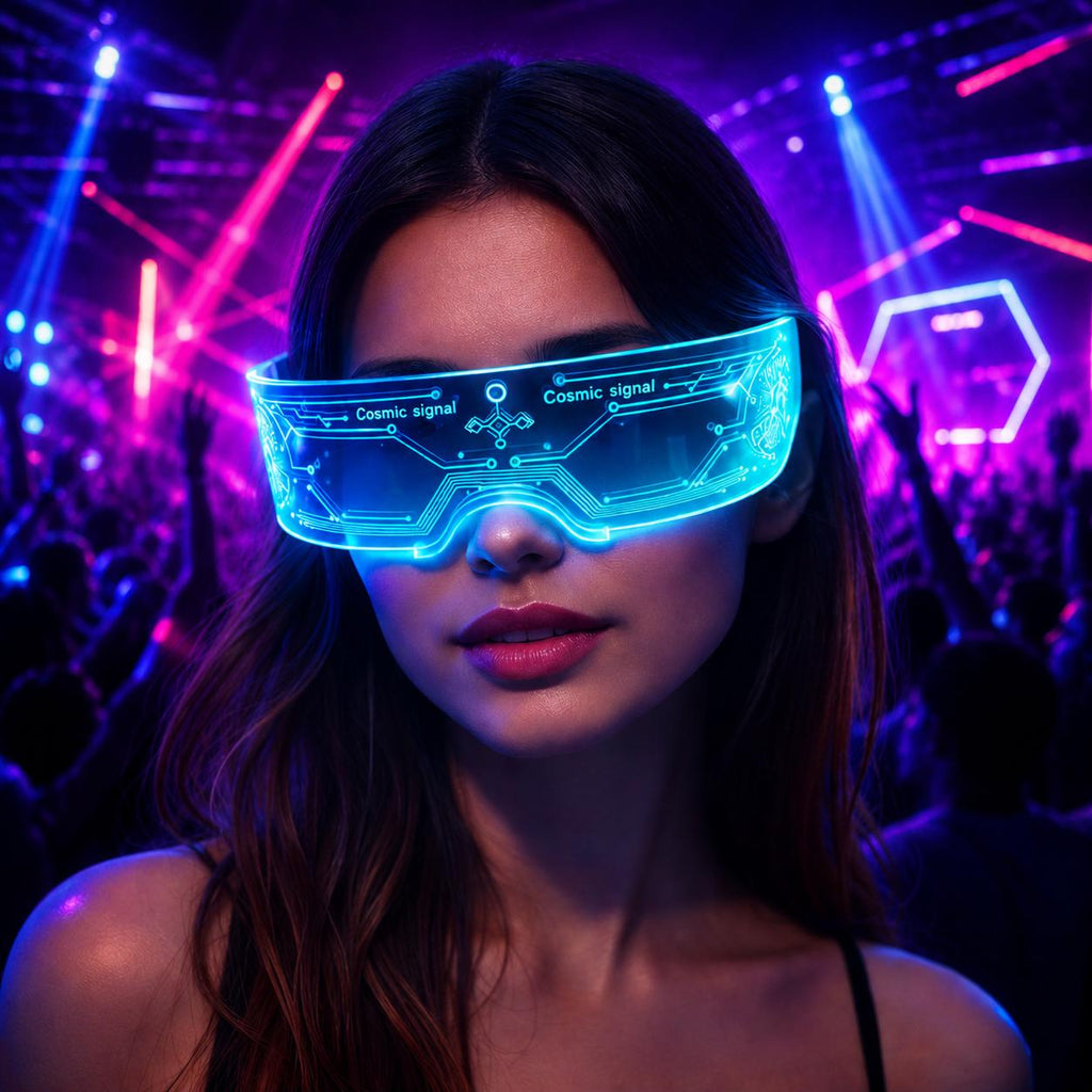 LED Rave Party Glasses for Women & Men, Light Up Luminous Eyewear, Rave Party Accessories for Masquerade, Carnival Party, Festival Eyewear