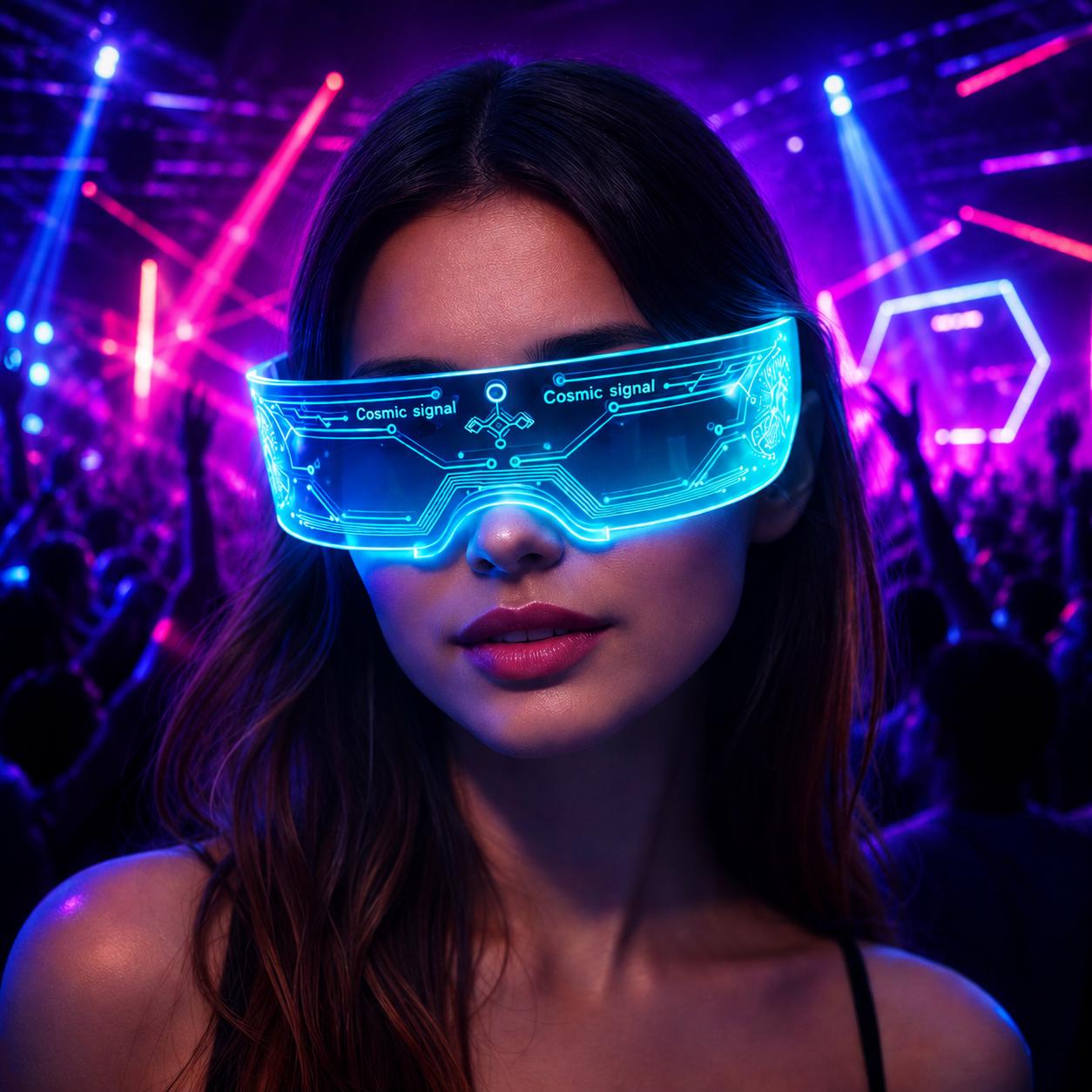 LED Rave Party Glasses for Women & Men, Light Up Luminous Eyewear, Rave Party Accessories for Masquerade, Carnival Party, Festival Eyewear