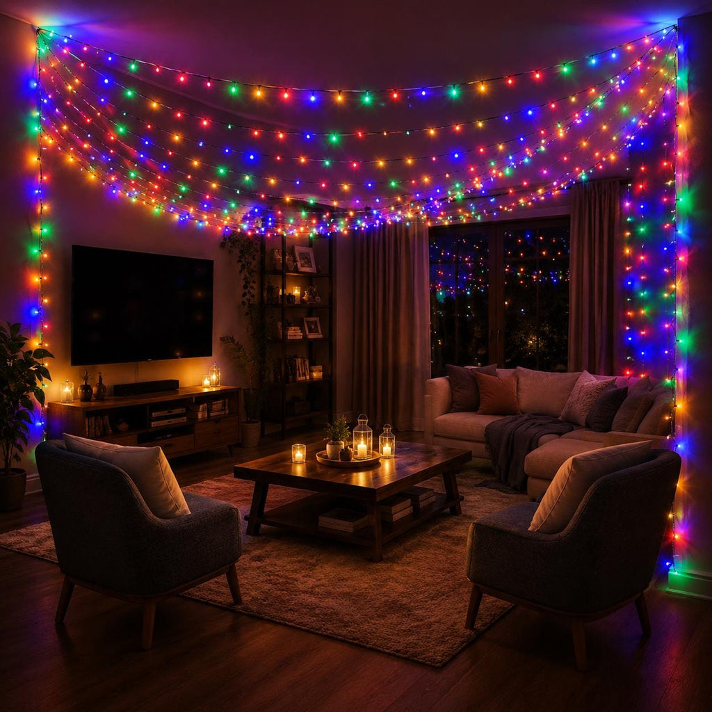 LED Net String Lights with 8 Lighting Modes, Indoor Outdoor Decorative Mesh Lights, Rave Party, Masquerade Party & Carnival Party Decor