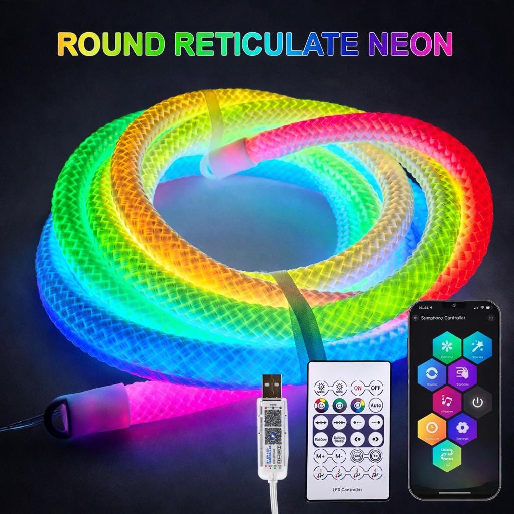 360 Smart RGB Neon LED Strip Light, Flexible Silicone IP67 , Tape with Remote, DC 5V Decorative Lighting