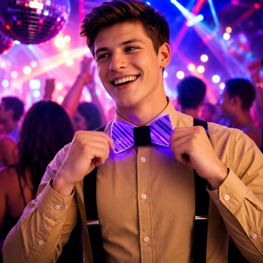 LED Light Up Bow Tie for Mens | Luminous Acrylic Glow Bow Tie for Rave Party, Masquerade Party & Carnival Party | Mens Festival Rave Bow Tie