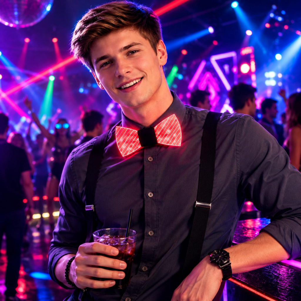 LED Light Up Bow Tie for Mens | Luminous Acrylic Glow Bow Tie for Rave Party, Masquerade Party & Carnival Party | Mens Festival Rave Bow Tie