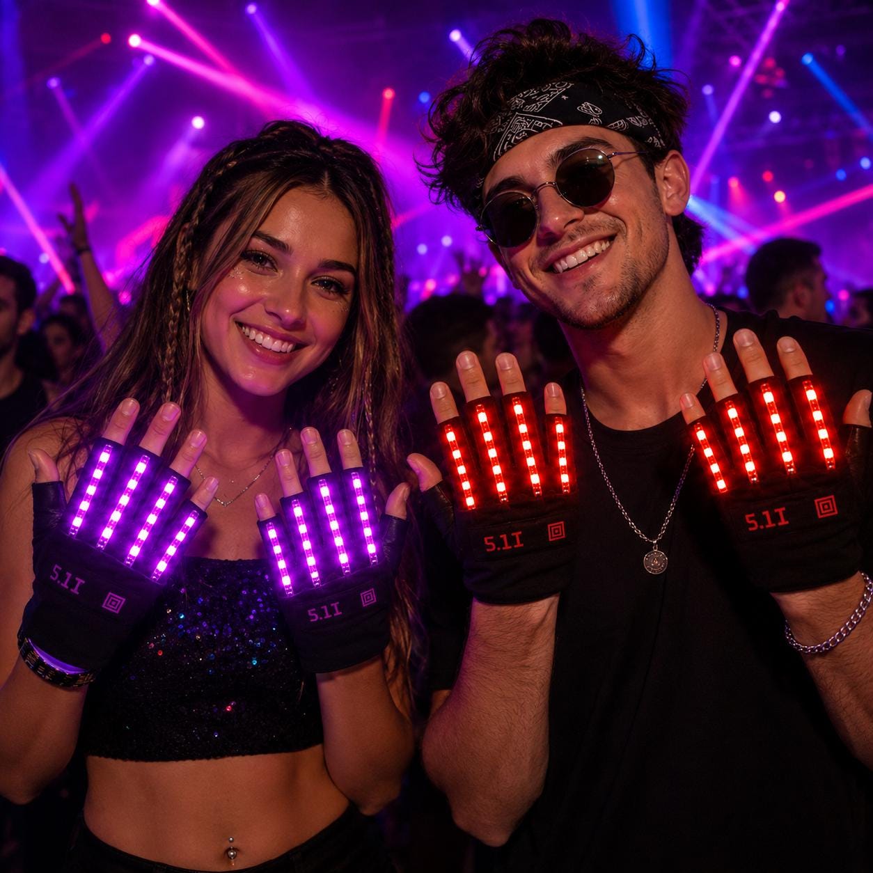 LED Light Up Gloves - Glow Finger Lighting Gloves, Rave Party Accessories, Masquerade Party Costume, Carnival Party Performance Gloves