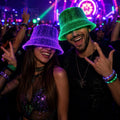 LED Fiber Optic Cyberpunk Bucket Hat – Multi Color Light Up Festival Hat for Rave Party, Carnival Party & Masquerade Party, Glowing Rave Hat