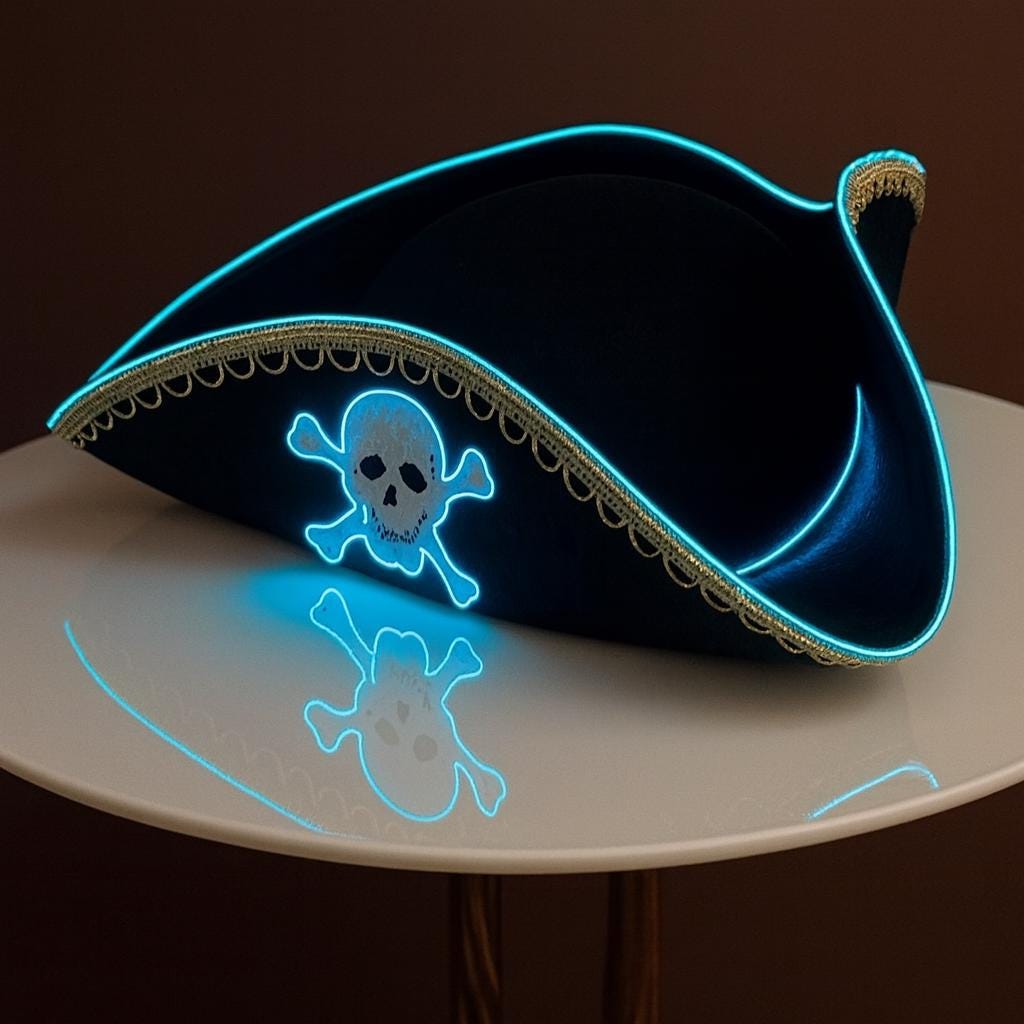 LED Rave Pirate Hat – Glowing Skull Captain Costume Cap for Rave Party