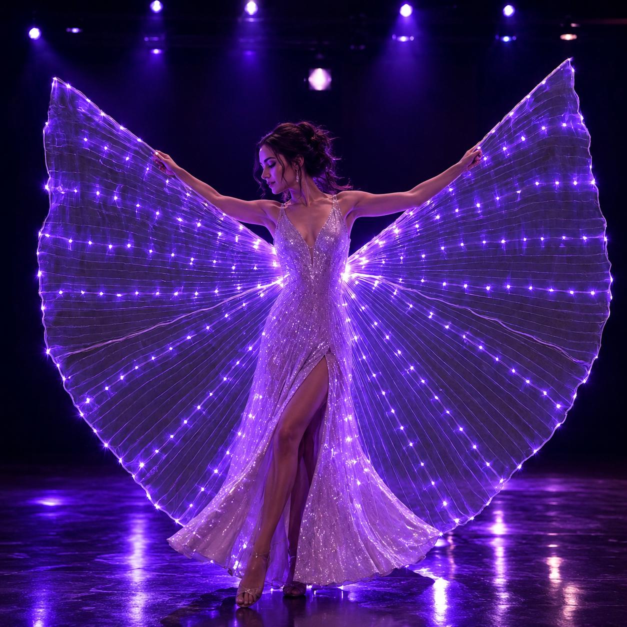 LED Luminous Butterfly Wings Costume, Light Up Dance Prop for Parties