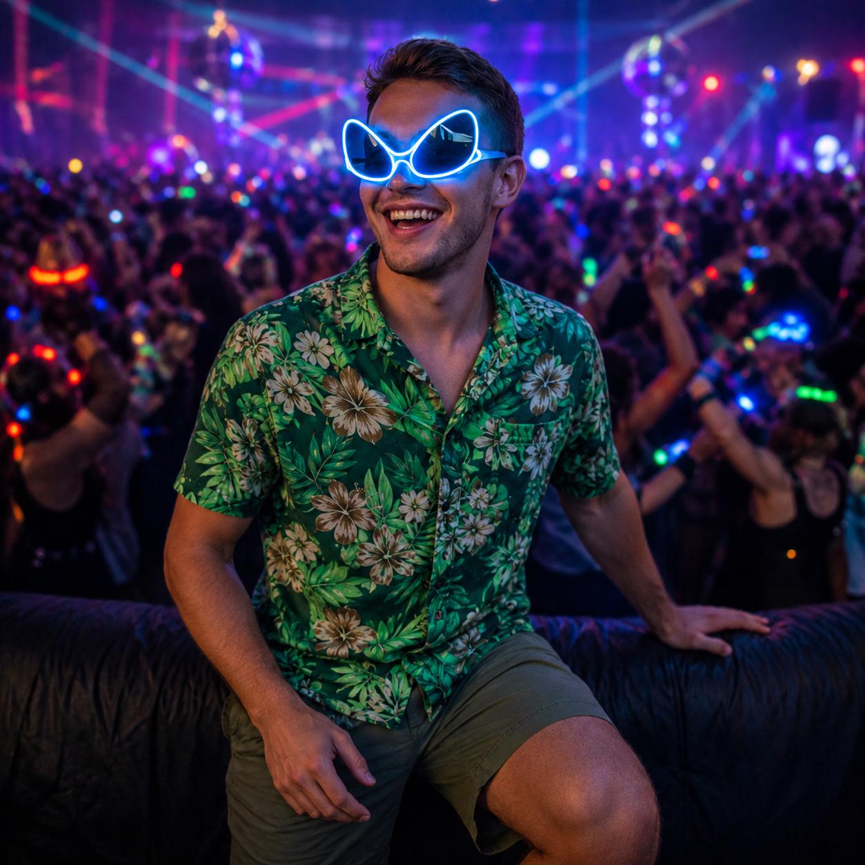 LED Alien Style Neon Glasses, Light Up Party Eyewear, Glow Festival Glasses for Rave, Masquerade and Carnival Party Halloween Funny Glasses