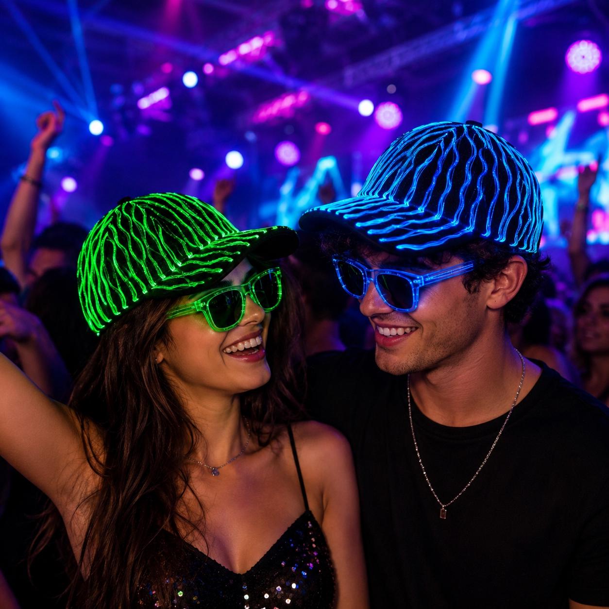 LED Fiber Optic Baseball Cap, Color Changing Light Up Hat, Glow Festival Hat For Rave, Masquerade and Carnival Party Cap for Men & Women