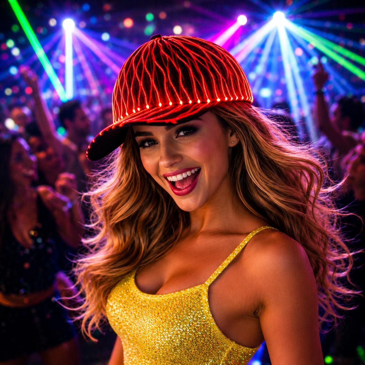 LED Fiber Optic Baseball Cap, Color Changing Light Up Hat, Glow Festival Hat For Rave, Masquerade and Carnival Party Cap for Men & Women
