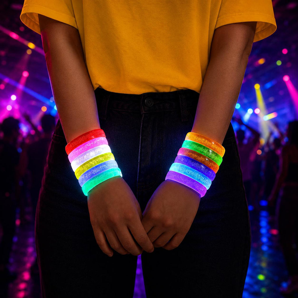 LED Glow Bracelets Wristbands, Light Up Party Accessories, Glow in The Dark Bracelet Set for Rave Party,Masquerade Party and Carnival Party