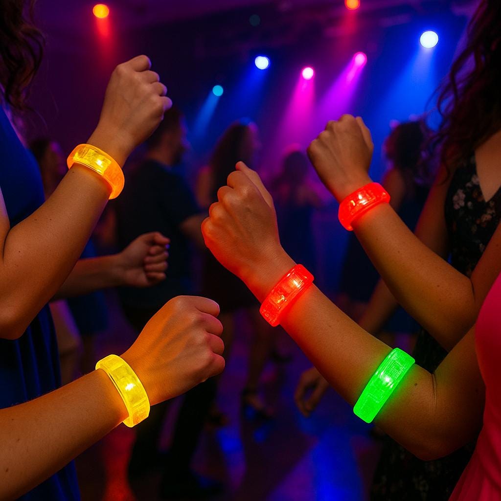 LED Glow Bracelets Wristbands, Light Up Party Accessories, Glow in The Dark Bracelet Set for Rave Party,Masquerade Party and Carnival Party