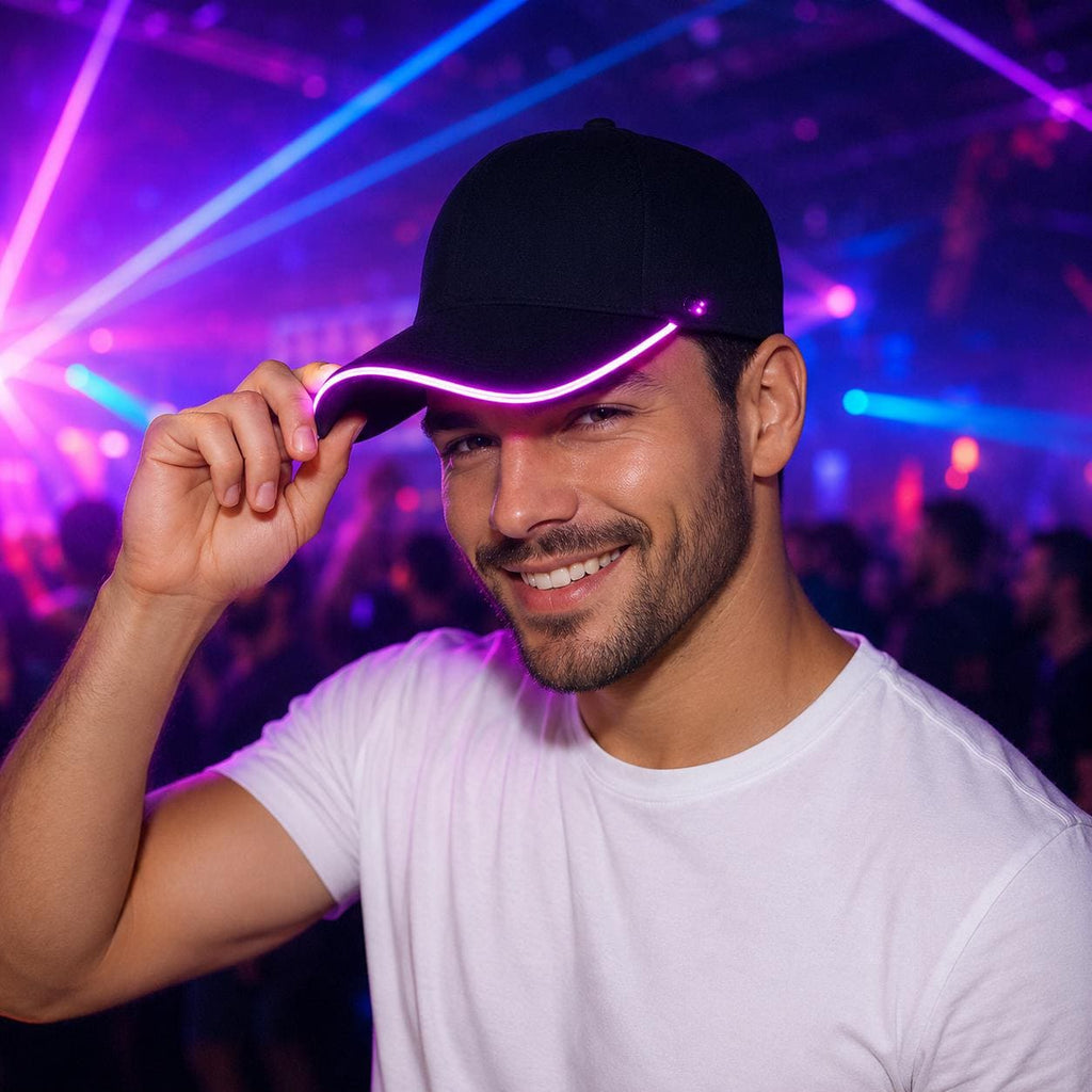 LED Rave Light Up Baseball Cap | Glowing Hip Hop Hat for Men & Women, Rave Party DJ Cap, for Rave, Masquerade and Carnival Party
