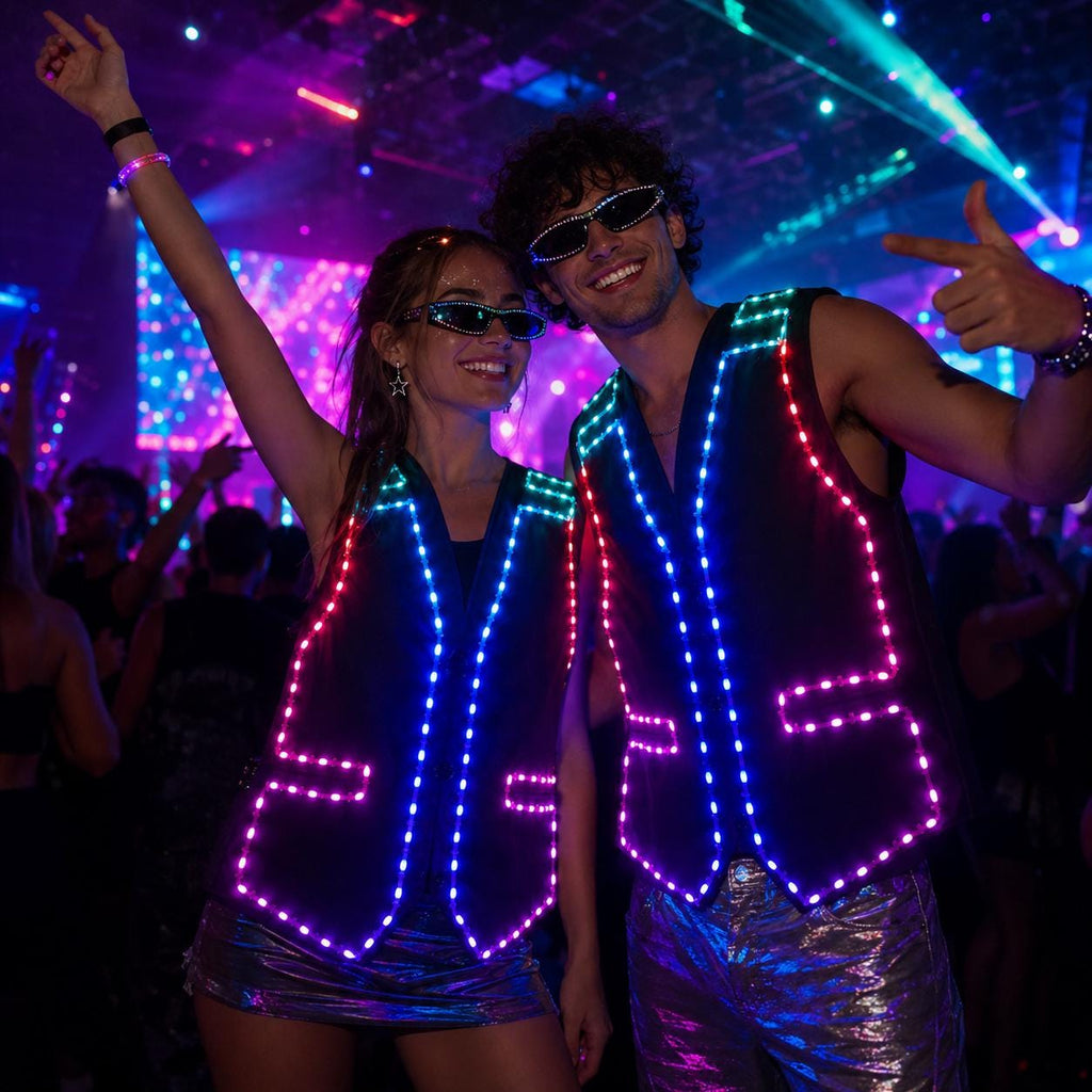 LED Light Up Dance Suit Vest for Men, Bluetooth Glow Performance Costume, DJ Stage Outfit, Rave Party Clothing, Masquerade Party Costume