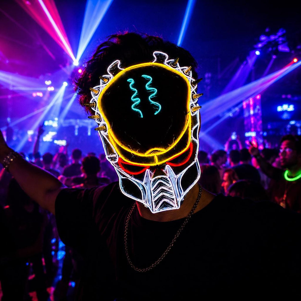 LED EL Wire Light Up Mask, Neon Glow Masquerade Mask, Rave Party Mask, Carnival Party LED Face Mask, Festival Cosplay Mask, Halloween Mask