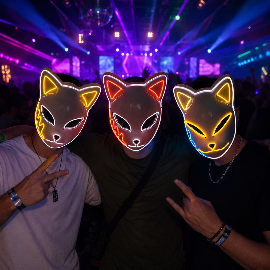 LED Rave Mask for Rave Party, Masquerade Party & Carnival Party | Luminous Glow Face Mask | Halloween Costume Cosplay Festival Decor