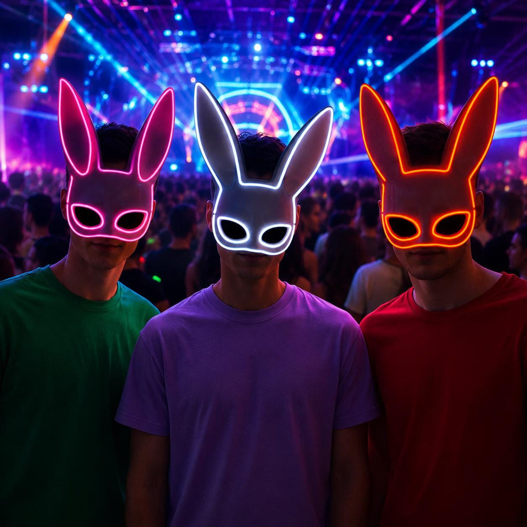 LED Rave Neon EL Wire Light Up Mask, Glowing Masquerade Mask, Halloween Costume Mask, Rave Party LED Face Mask, Carnival Party Luminous Mask