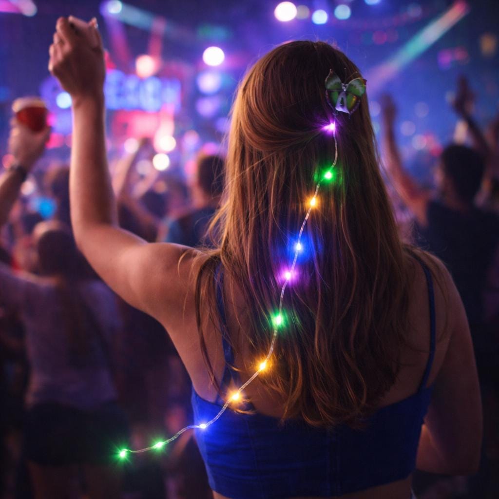LED Rave Light Up Hair Braid Headband for Girls | Glowing Tutu Wreath Headpiece | Rave Party, Masquerade Party & Carnival Party Accessory