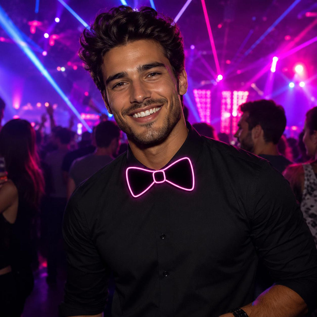 LED Light Up Bow Tie for Rave Party, Masquerade Party & Carnival Party | Glow in the Dark Luminous Neck Bow Tie for Festival and Halloween