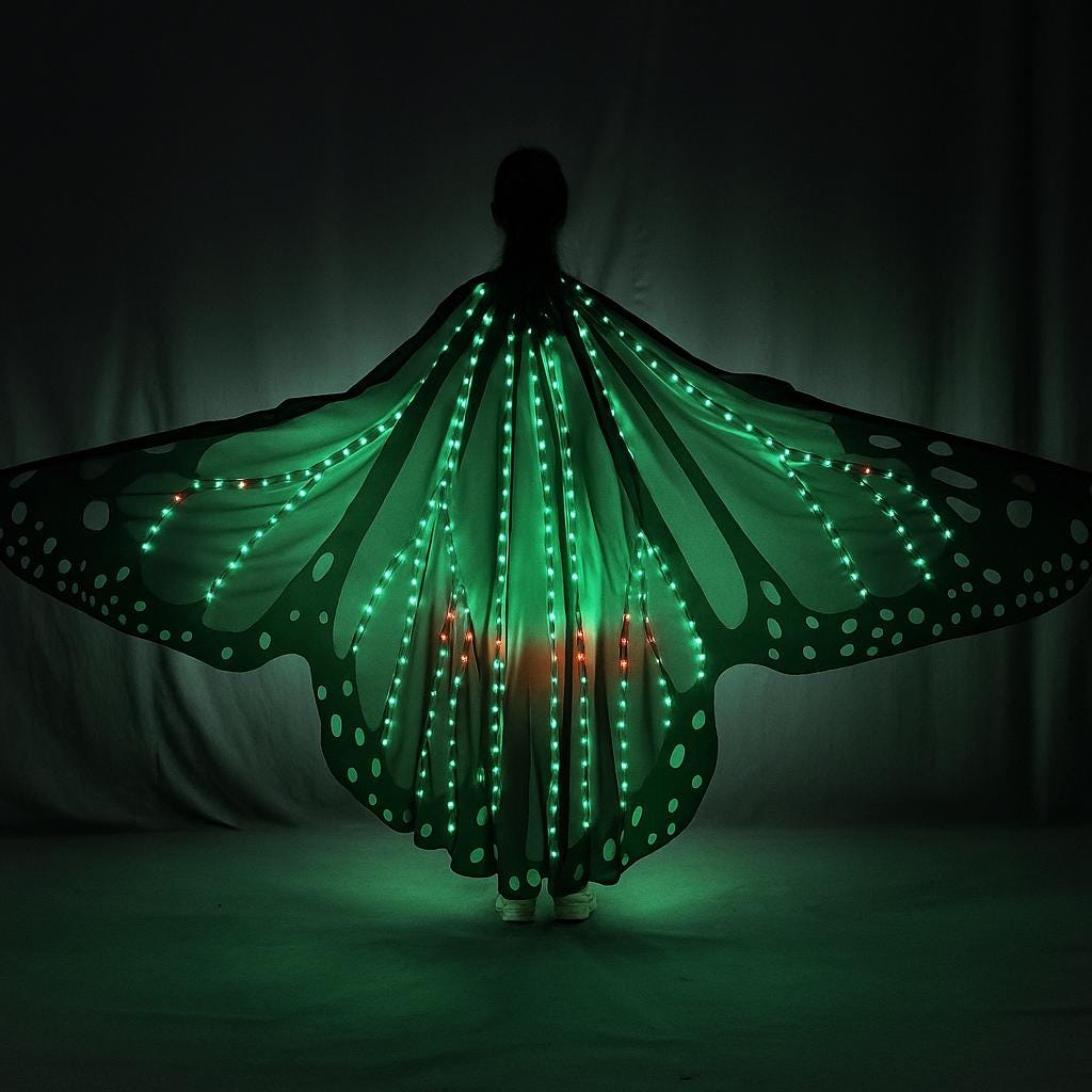 LED Butterfly Wings Costume for Rave Party, Masquerade Party & Carnival Party | Light Up Dance Wing |Festival Glowing Fairy Wings for Adults