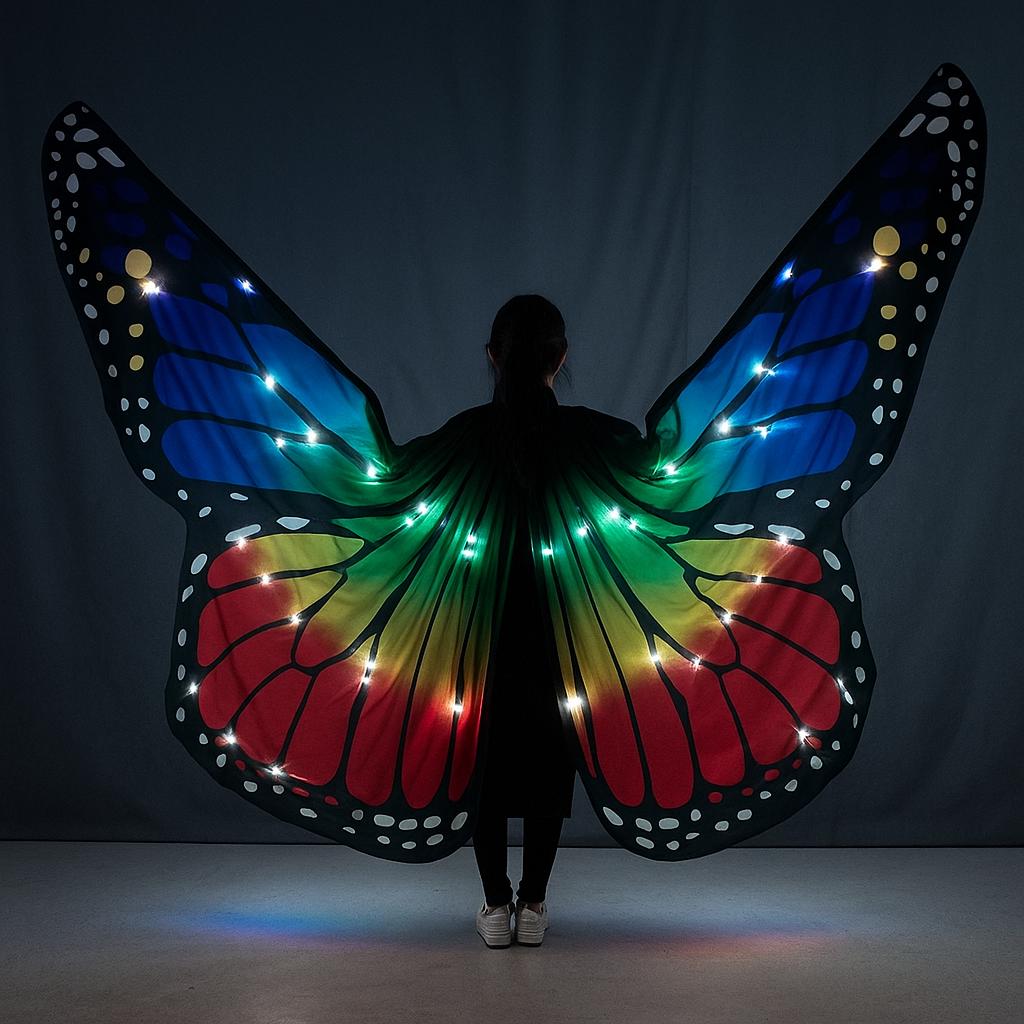 LED Butterfly Wings Costume for Rave Party, Masquerade Party & Carnival Party | Light Up Dance Wing |Festival Glowing Fairy Wings for Adults