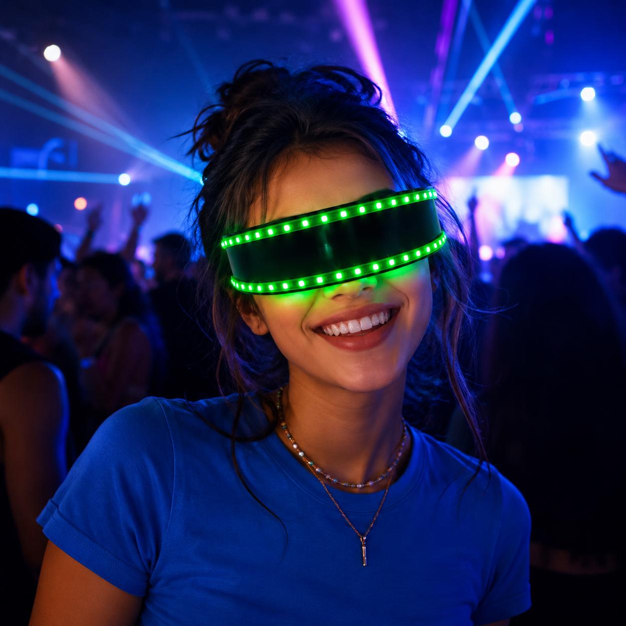 USB Rechargeable LED Light Up Glasses Set for Rave Party, Masquerade Party & Carnival Party | Glowing Glasses Lights | Rave Festival Glasses